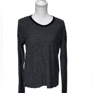 James Perse size 3 long sleeved black and white striped shirt; size large (snug)